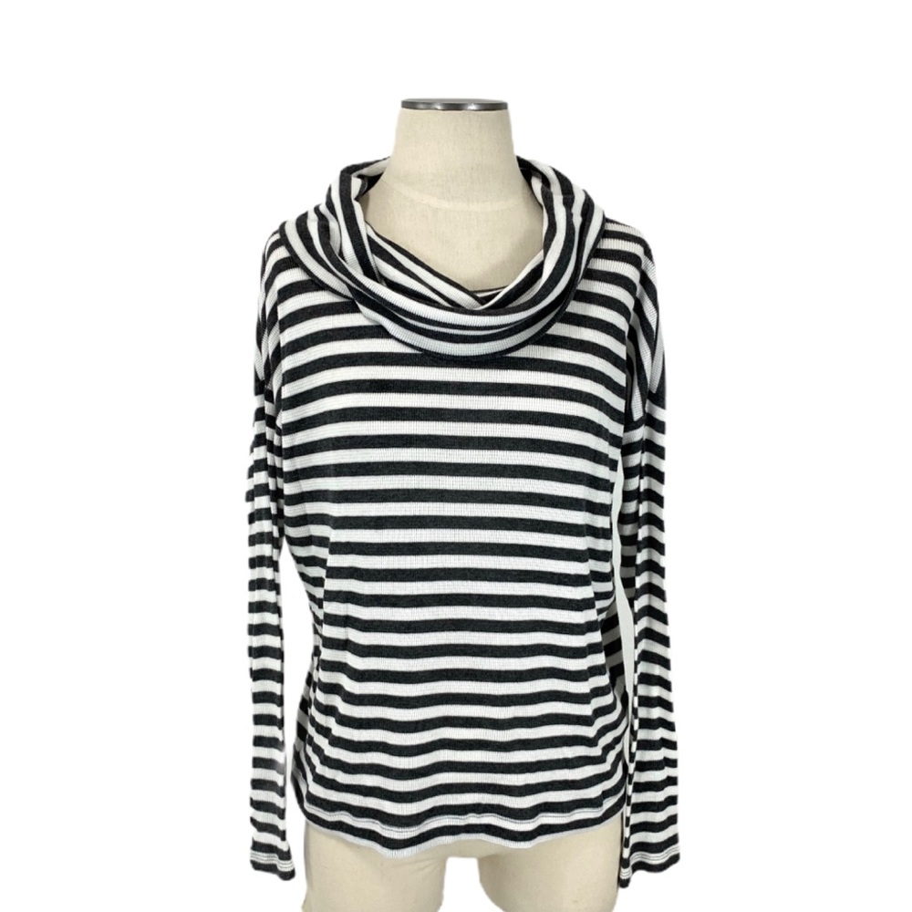 Gap- Charcoal Gray Ivory Cowl Neck Thermal Top S